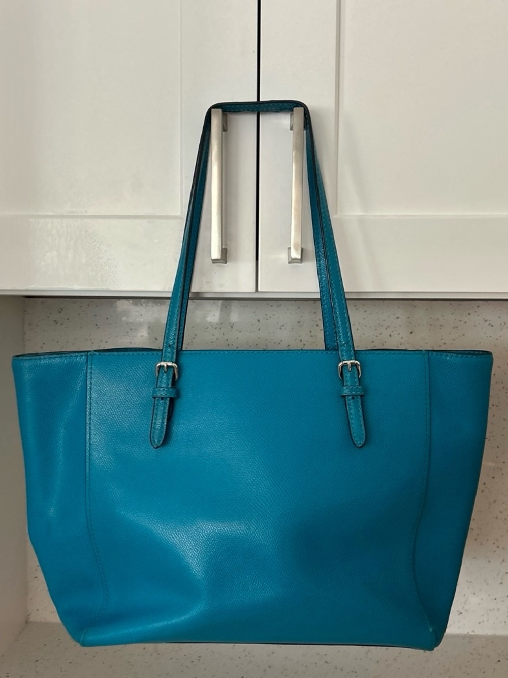 Coach Teal Leather Tote Bag - Picture 3 of 9